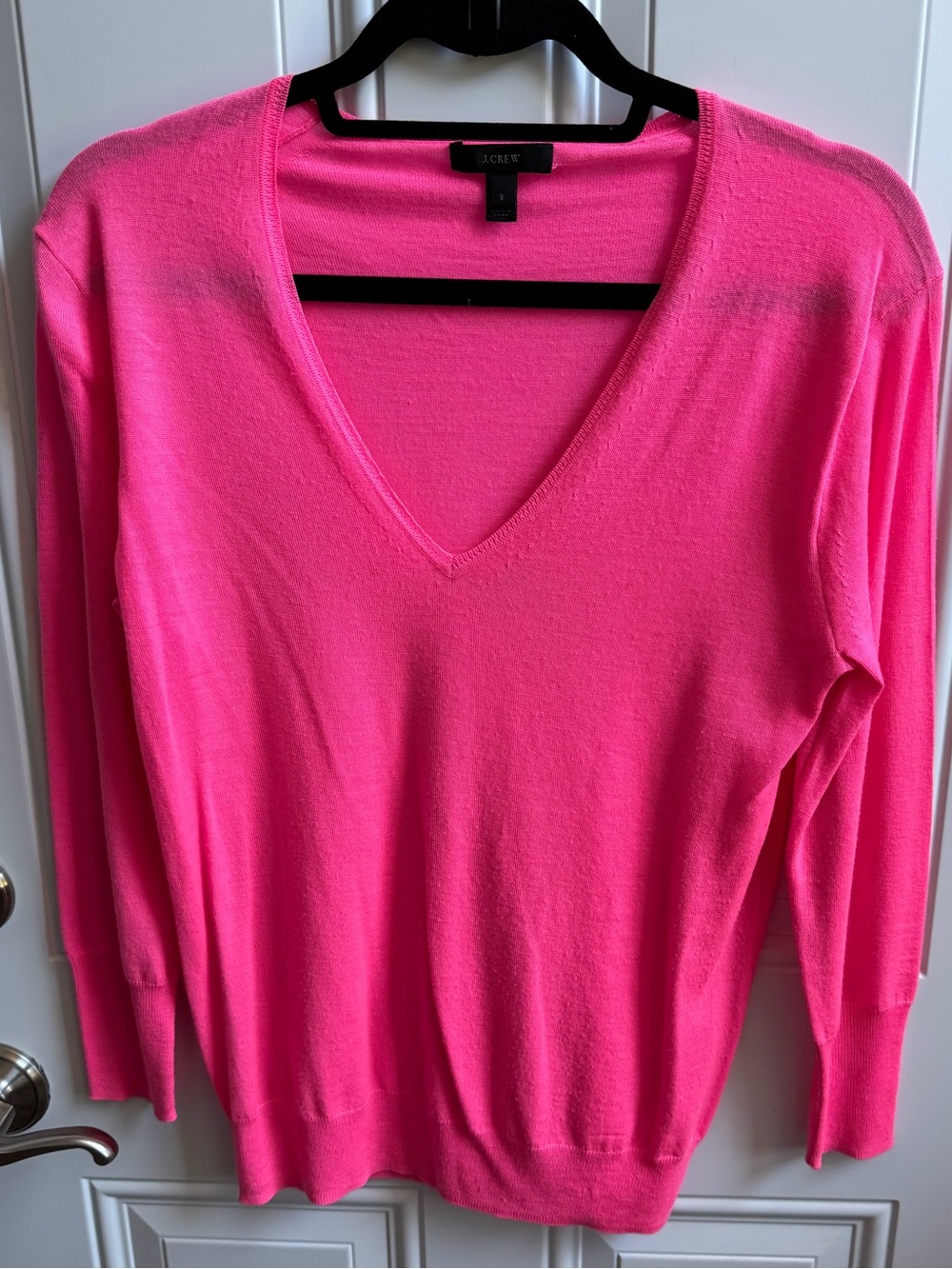 J. Crew Women's V-Neck Sweater in Hot Pink